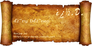 Őry Dénes névjegykártya